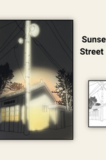 FrameIII™- Lighting Painting Decoration (Largest Size) Sunset and Street lamps