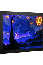 Van Gogh Starry Sky 3D light Black frame